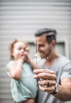 father and daughter sparklers
